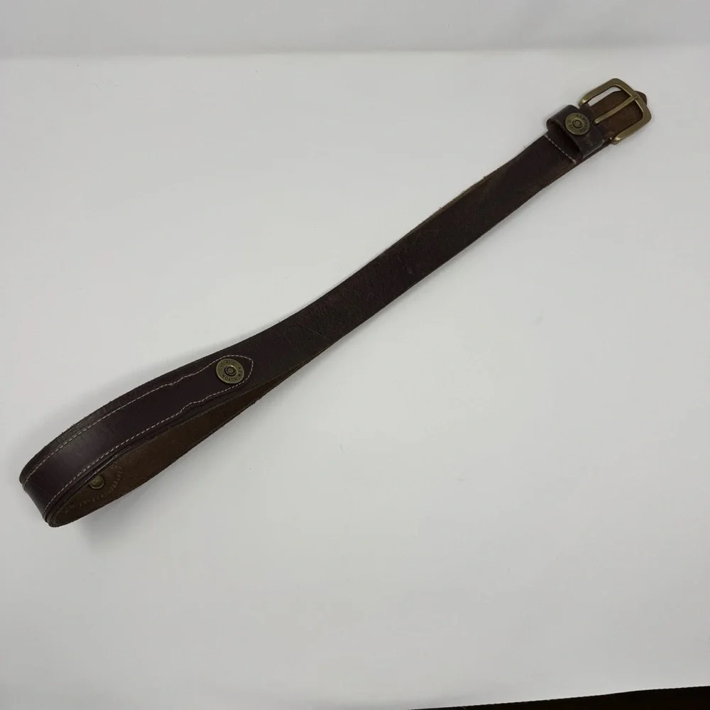 Remington‎ 12 GA Shotgun Shell Dark Brown Leather Belt Brass Buckle Men’s 42